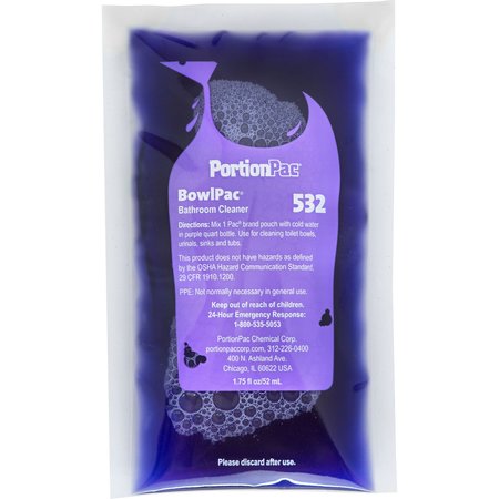 PORTIONPAC BowlPac Bathroom Cleaner - 24 pouches/Case - Makes 1 QT per pouch 532MC-24